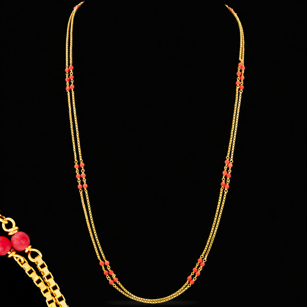 Classic Coral Bead Long chain PSC2-095