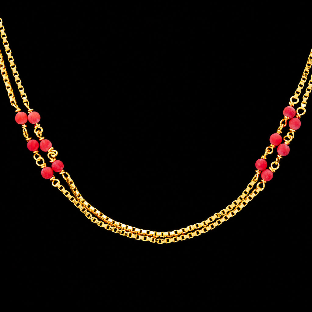 Classic Coral Bead Long chain PSC2-095