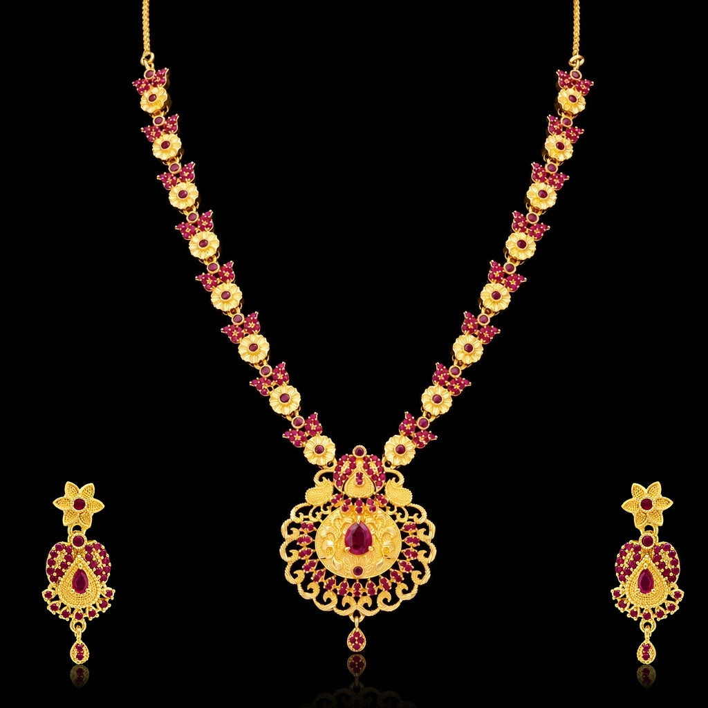 Stone Necklace With Hanging  Stud PSNS31R-035, PSHST154R-041