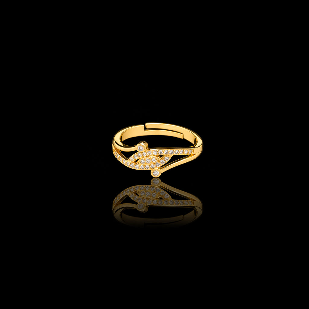 Adjustable Golden Stone Ring PSR65W-041