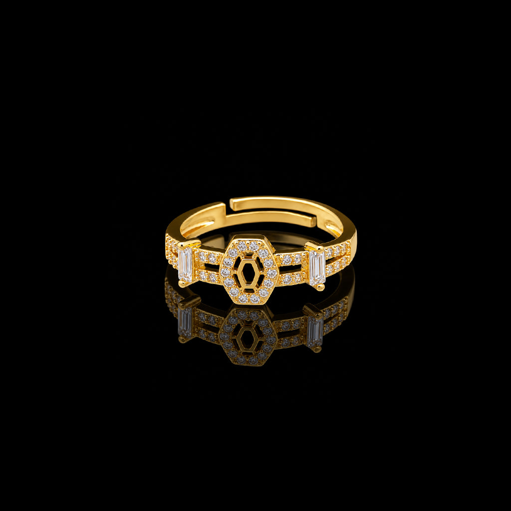 Adjustable  Golden Stone Ring PSR64W-041