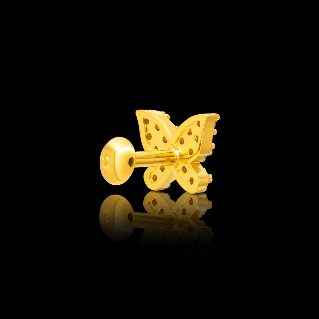 CZ Butterfly Stud Stone Stud Gold Layered