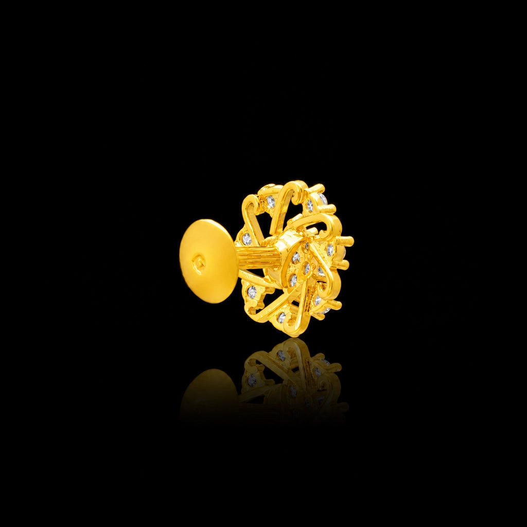 CZ Scroll Wheel Stud Stone Stud Gold Layered