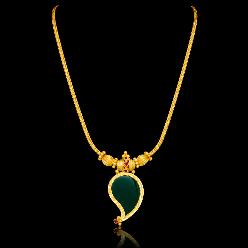 Palakka Mango Green Stone Necklace PSPKNMG4-036
