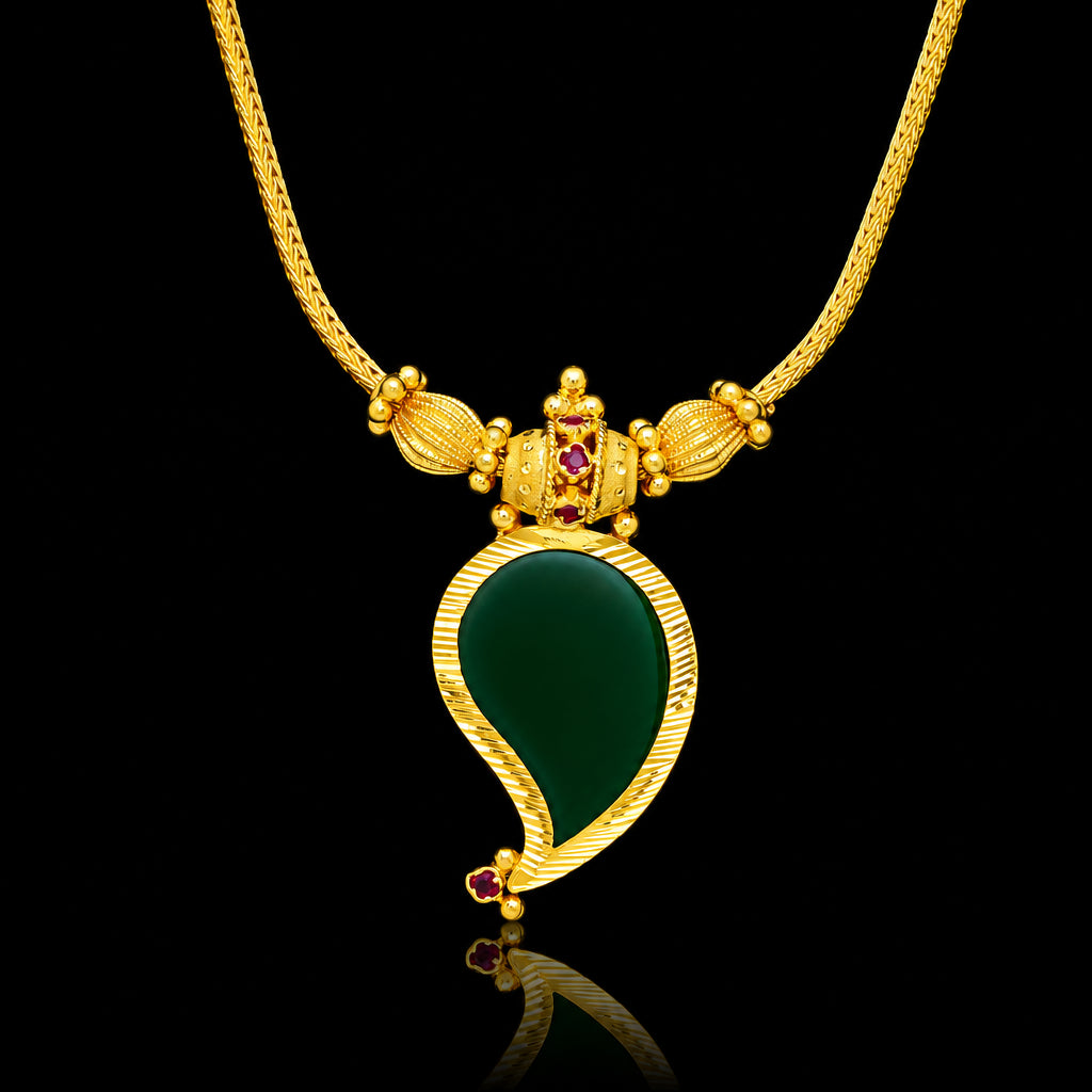 Palakka Mango Green Stone Necklace PSPKNMG4-036