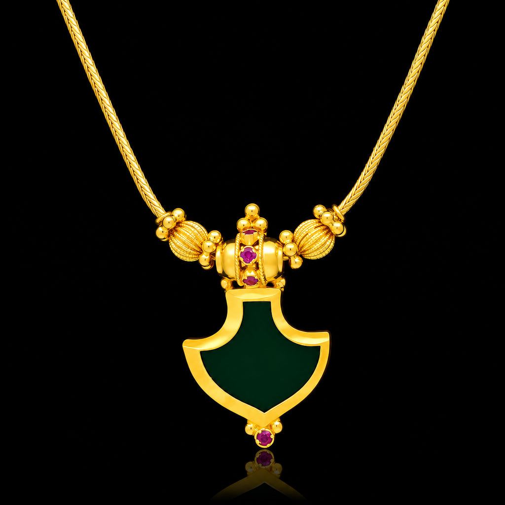 Palakka Mango Green Stone Necklace PSPKNPG3-036