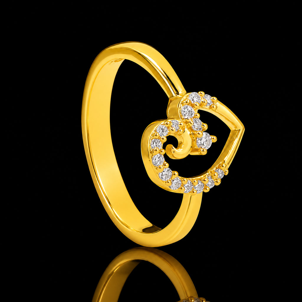 CZ Heart Ring Fine Stone Ring Gold Layered