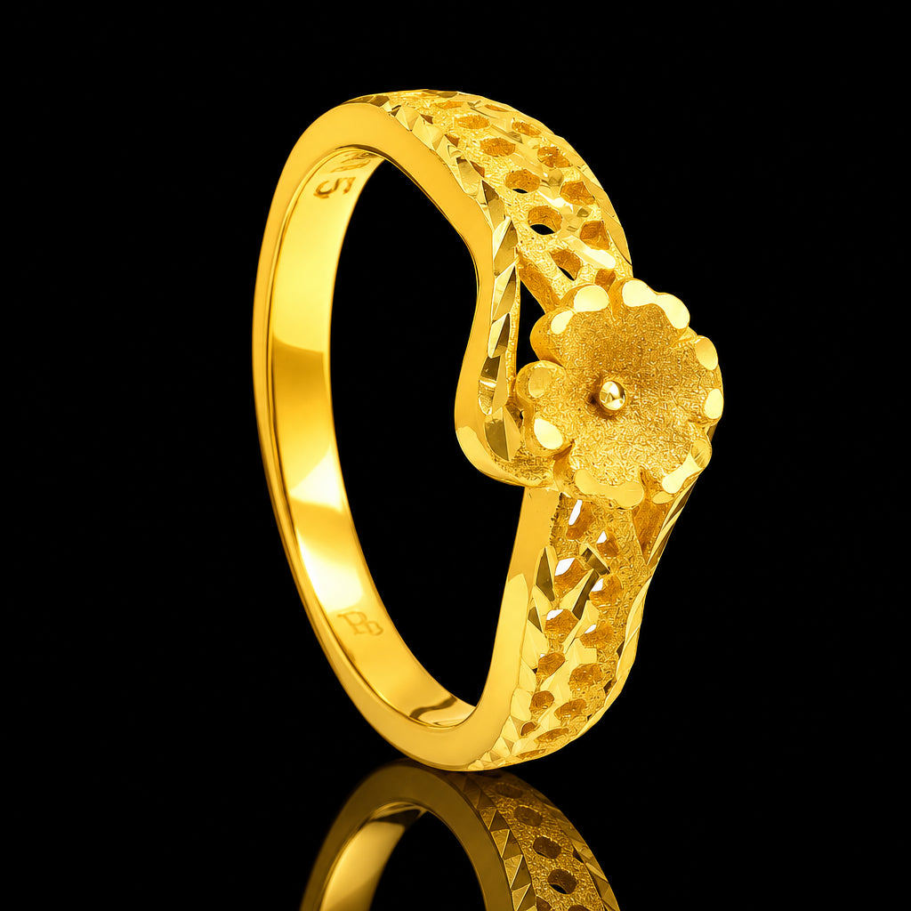 Bloom Ribbed Slim Band Ring Gold Layered