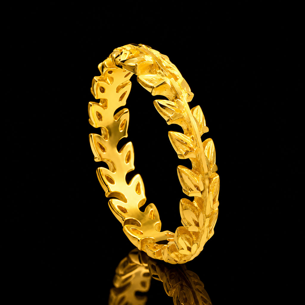 Leaf Vine Openwork Band Ring Gold Layered