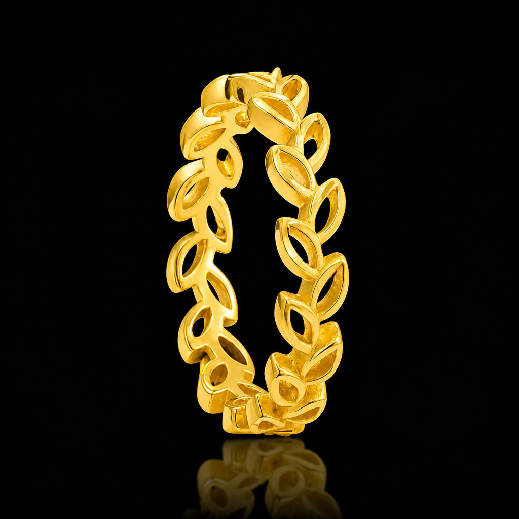 Leaf Vine Ring Band Ring Gold Layered