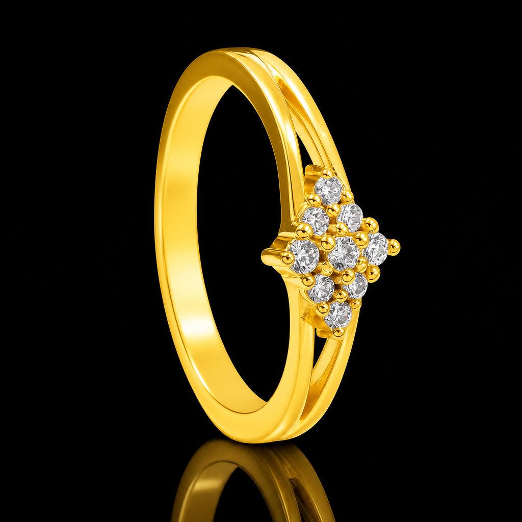 CZ Bloom Quad Fine Stone Ring Gold Layered