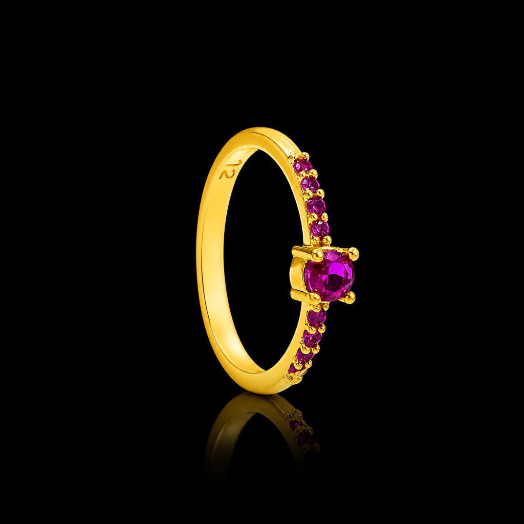 Violet Crown Fine Band Stone Ring Gold Layered