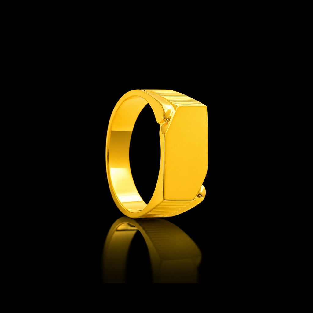Rectangle Plate Plain Face Ring Gold Layered