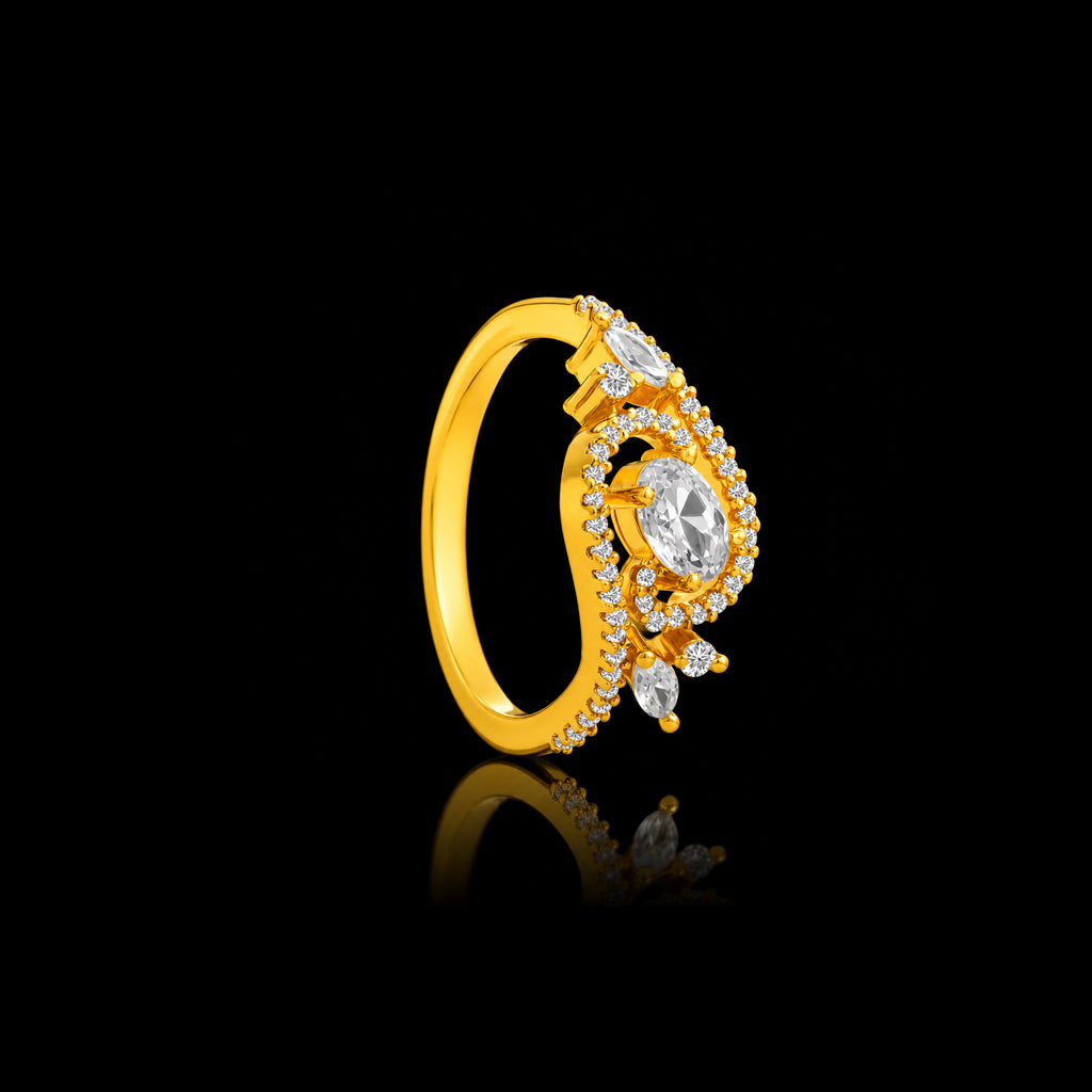 CZ Marquise Crown Band Ring Gold Layered