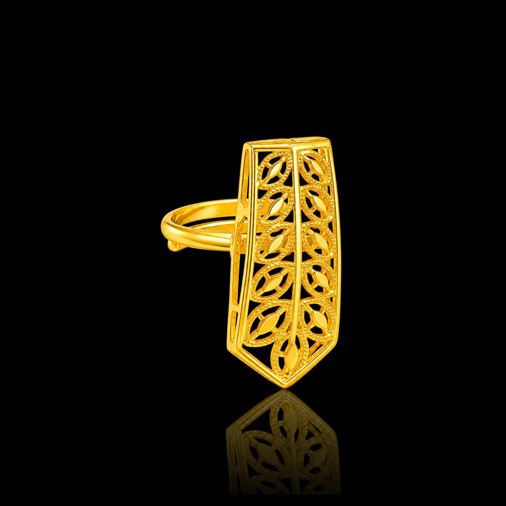 Rectangle Filigree Panel Ring Gold Layered