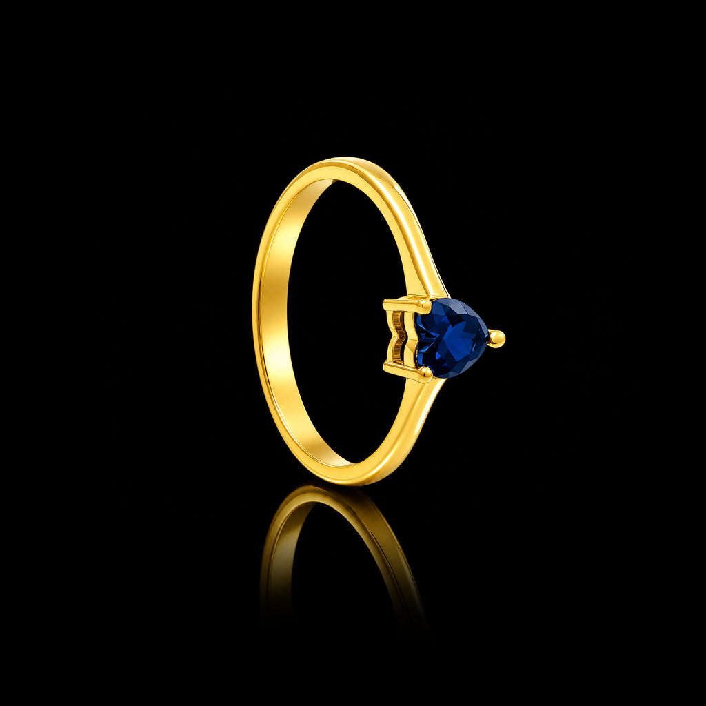 Blue Solitaire Claw Fine Stone Ring Gold Layered