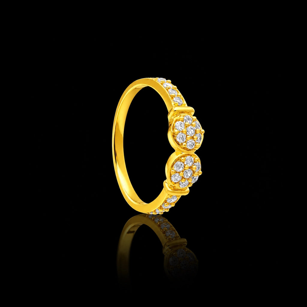 CZ Bloom Trio Fine Stone Ring Gold Layered