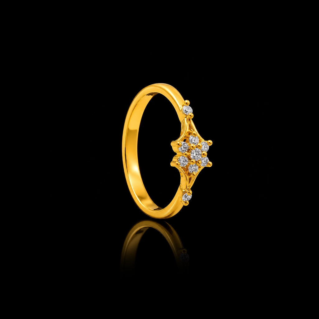 CZ Star Trio Fine Stone Ring Gold Layered