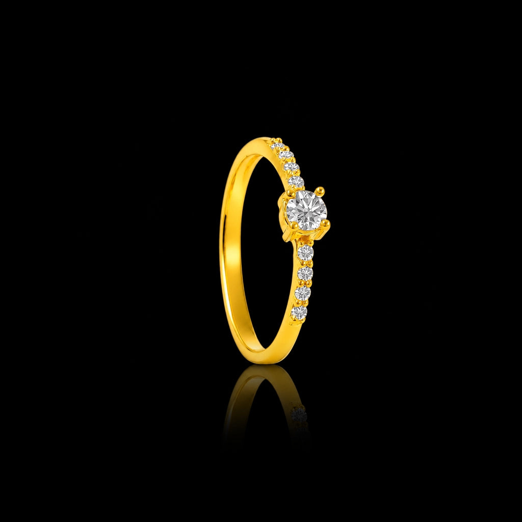 CZ Crown Solitaire Fine Stone Ring Gold Layered