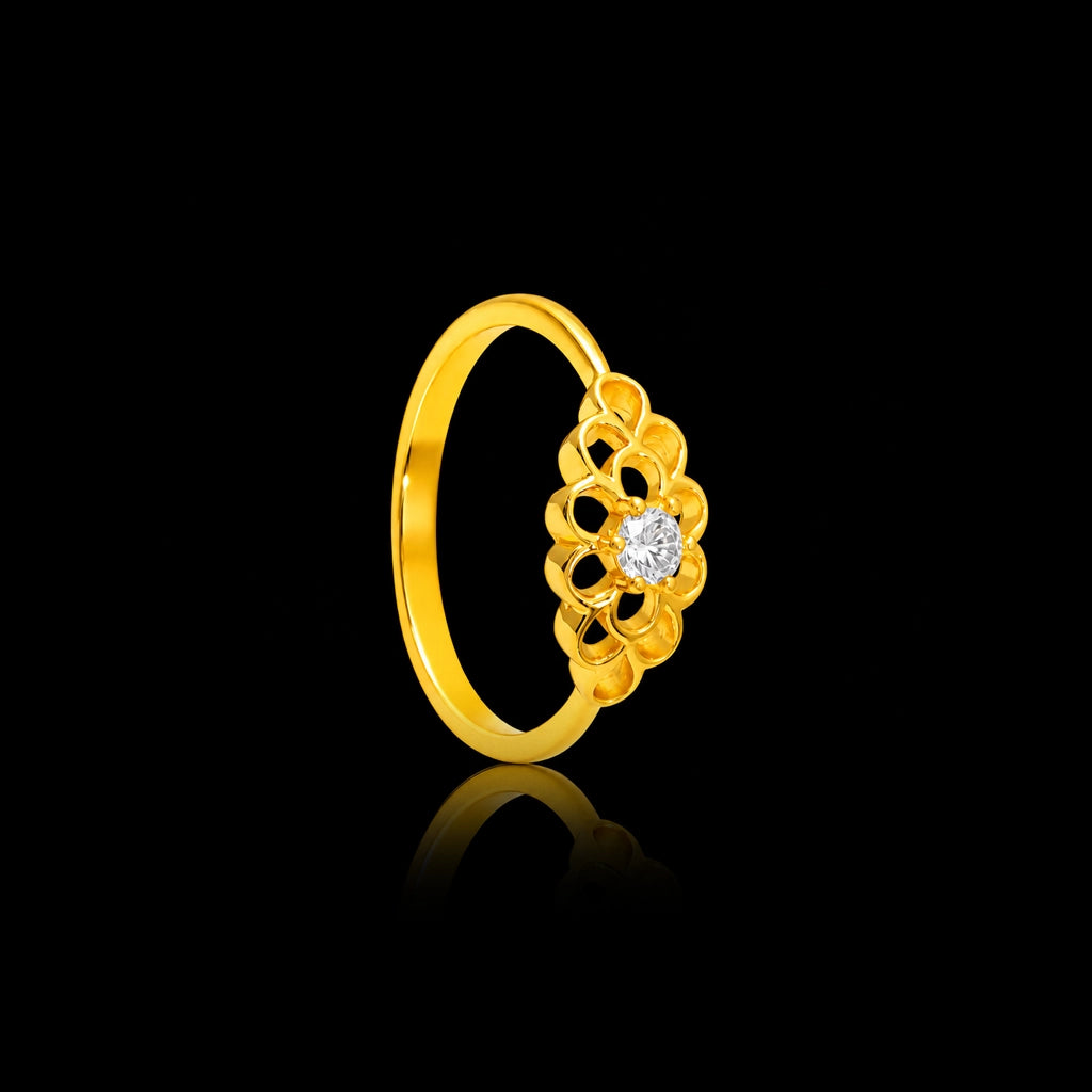CZ Bloom Cluster Curl Stone Ring Gold Layered