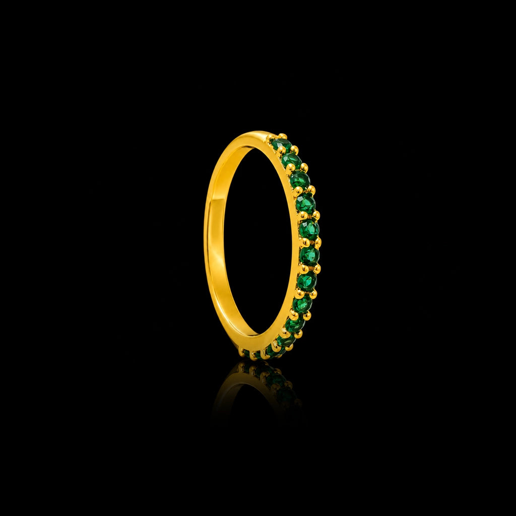 Green Eternity Fine Band Stone Ring Gold Layered