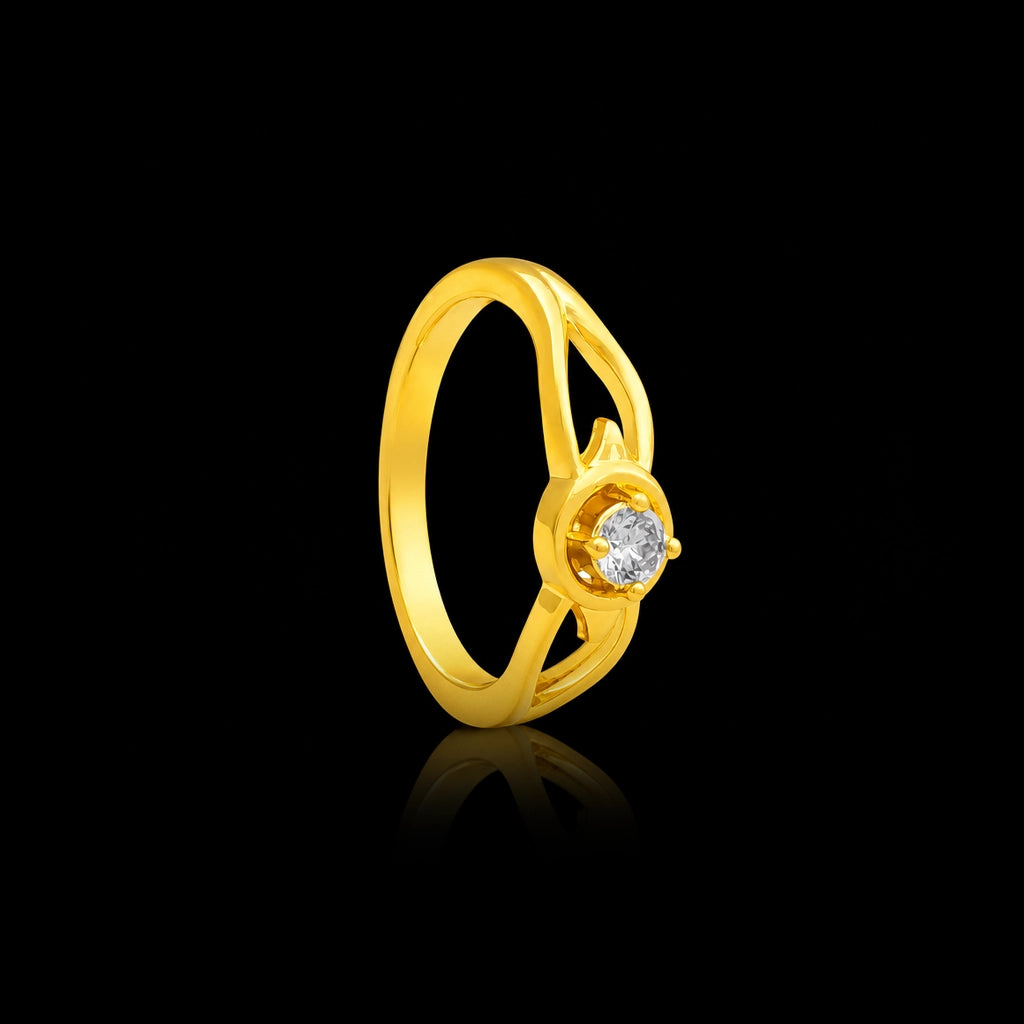 CZ Solitaire Ring Fine Stone Ring Gold Layered