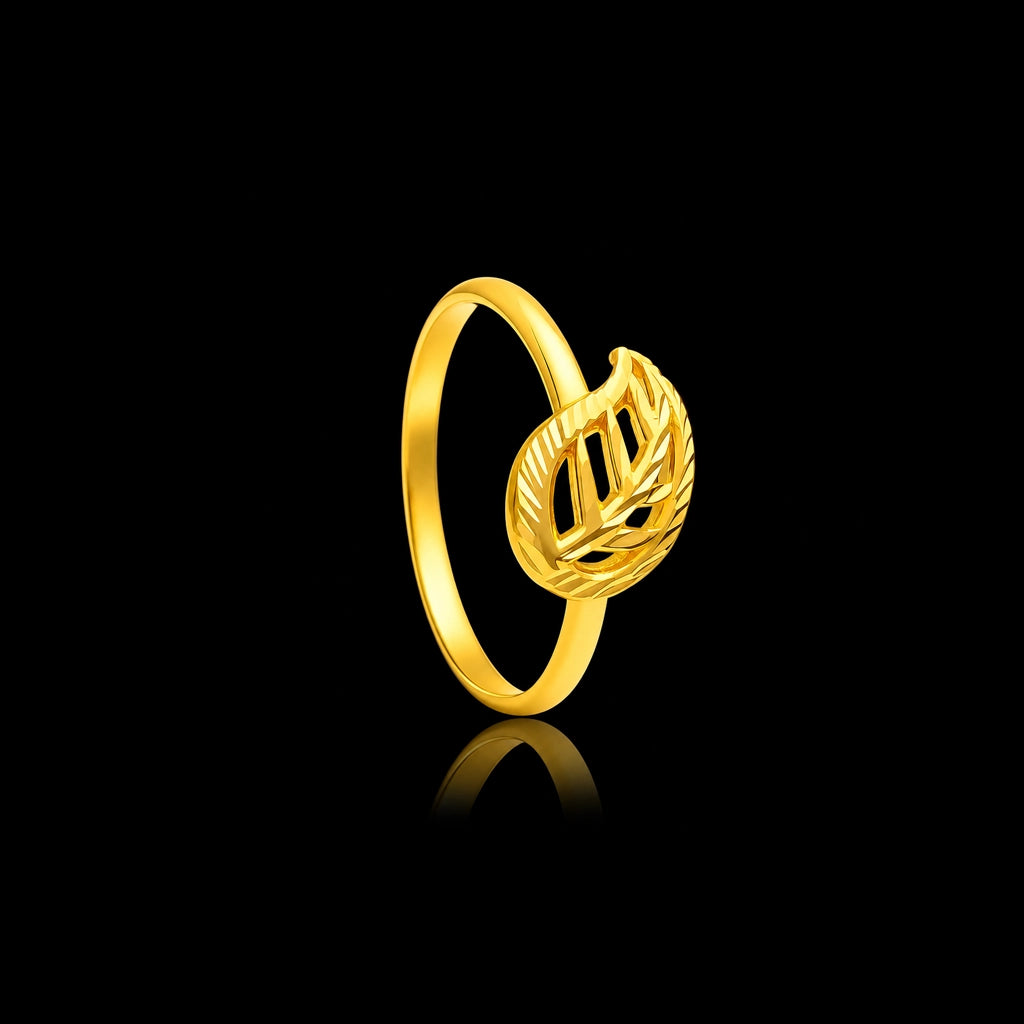 Leaf Fold Lattice Band Ring Gold Layered