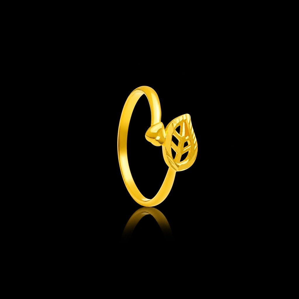 Leaf Lattice Fine Band Ring Gold Layered