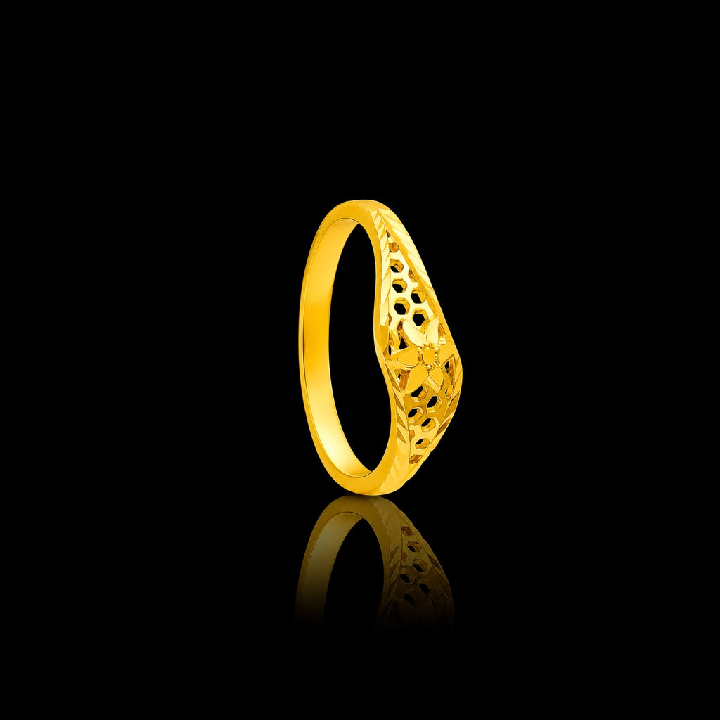 Lattice Oval Fine Band Ring Gold Layered