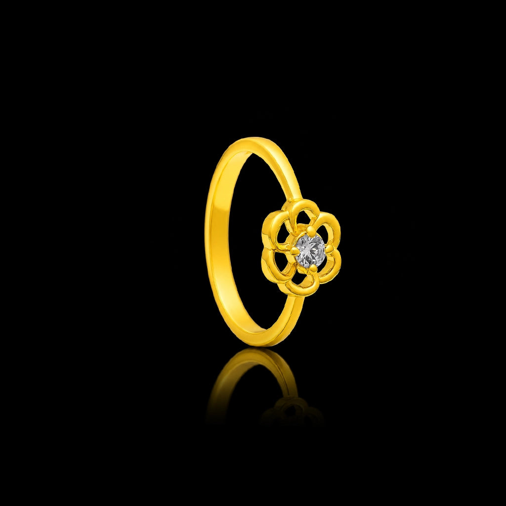 CZ Bloom Petal Tiny Stone Ring Gold Layered