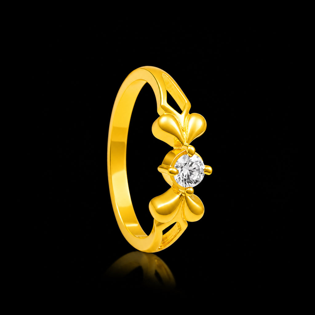 CZ Bow Twin Fine Stone Ring Gold Layered