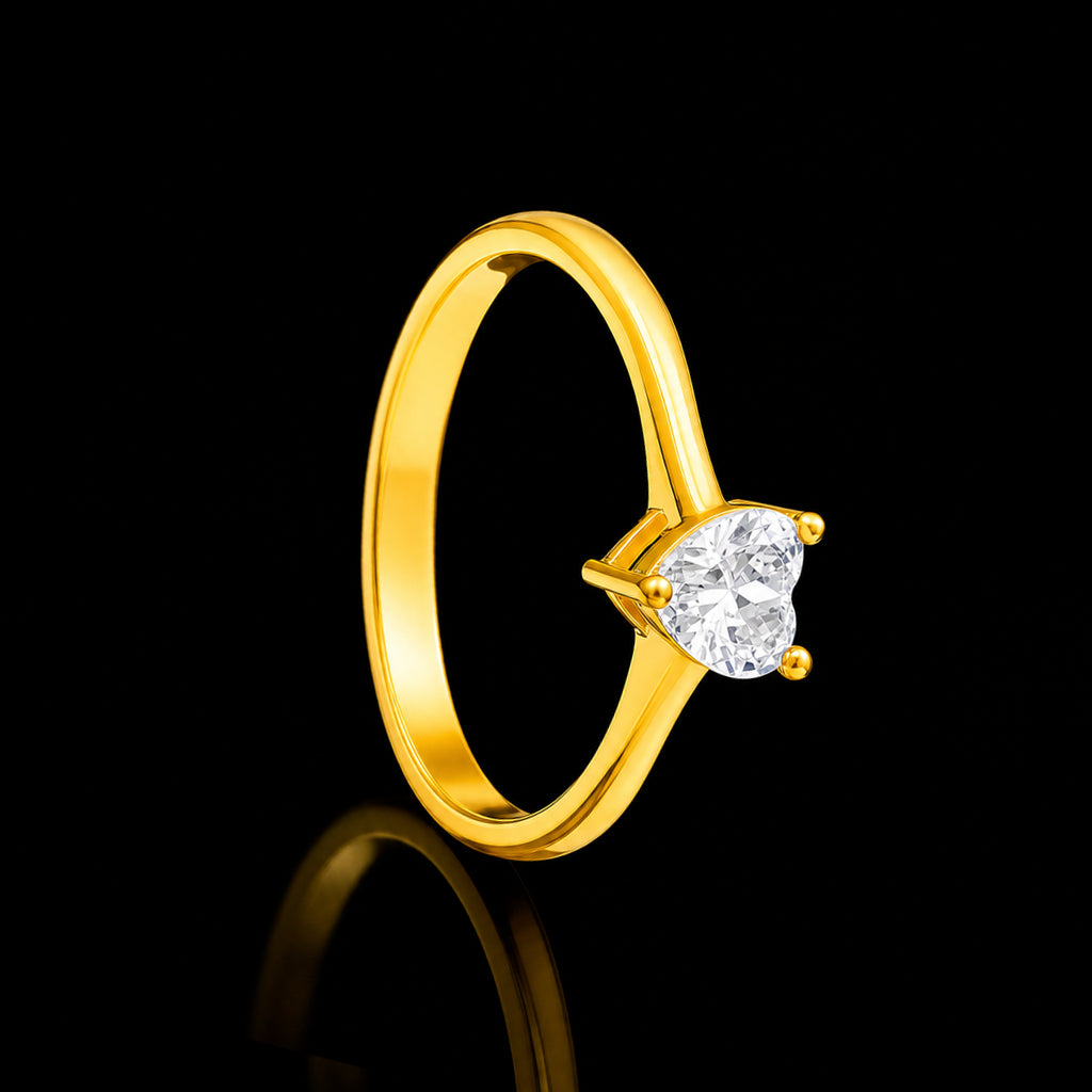 CZ Marquise Claw Fine Stone Ring Gold Layered