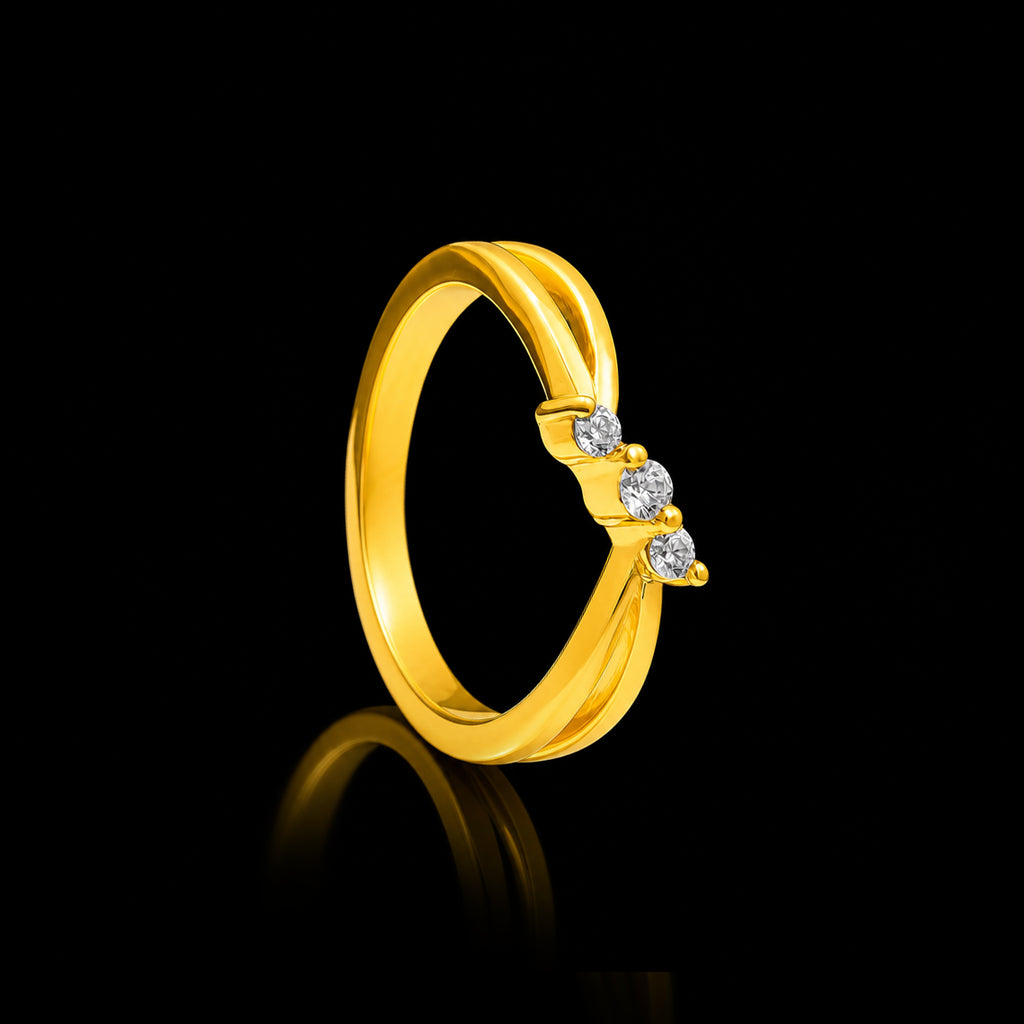 CZ Twin Solitaire Fine Stone Ring Gold Layered