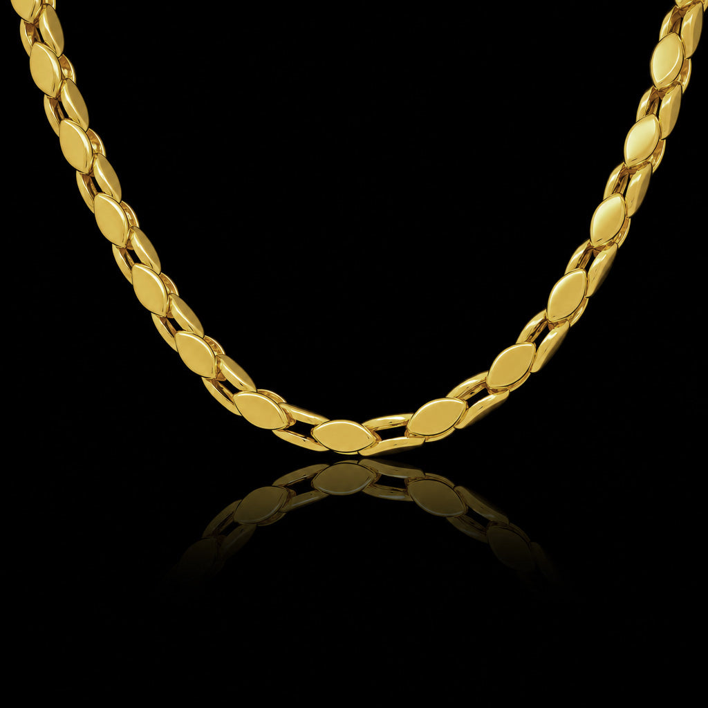 Gents Oval Link Fancy Broad Chain Gold Layered