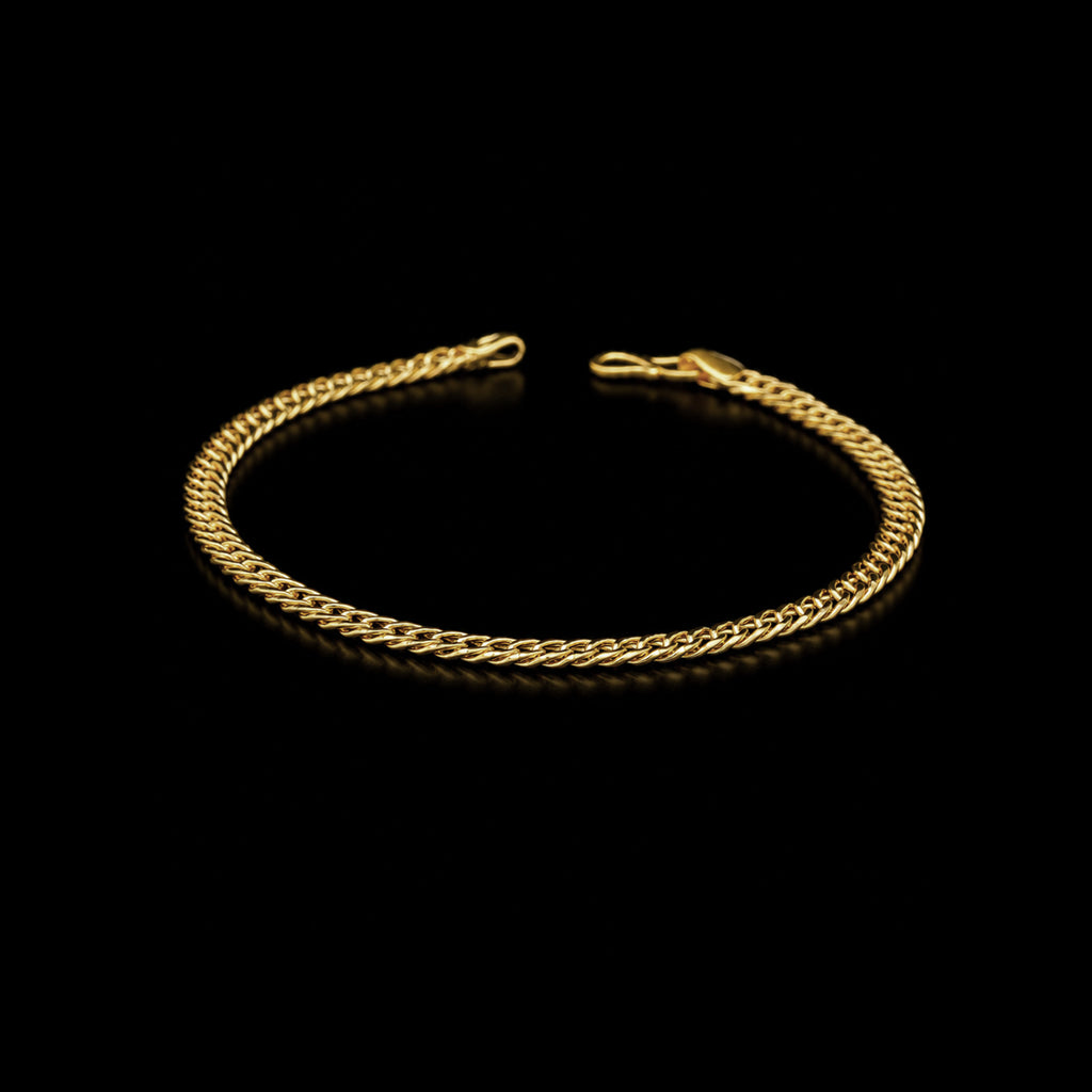 Gents Curb Link Fine Chain Bracelet Gold Layered