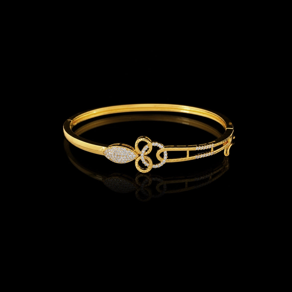 CZ Loop Knot Marquise Openable Bracelet Gold Layered