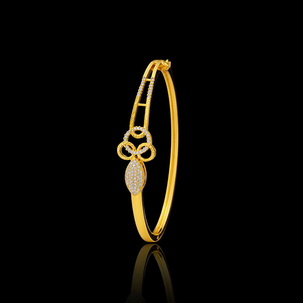CZ Loop Knot Marquise Openable Bracelet Gold Layered