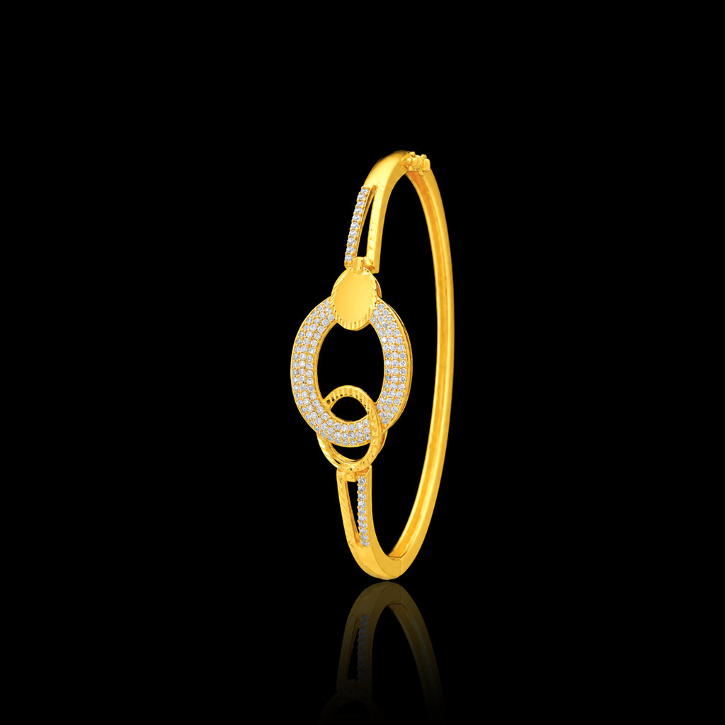 CZ Twin Oval Pave Openable Bracelet Gold Layered