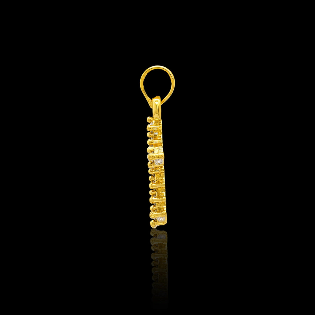 CZ Pave Cross Religious Symbol Pendant with Chain Gold Layered