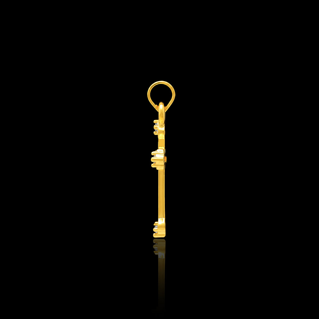 CZ Rope Edge Cross Pendant with Chain Gold Layered