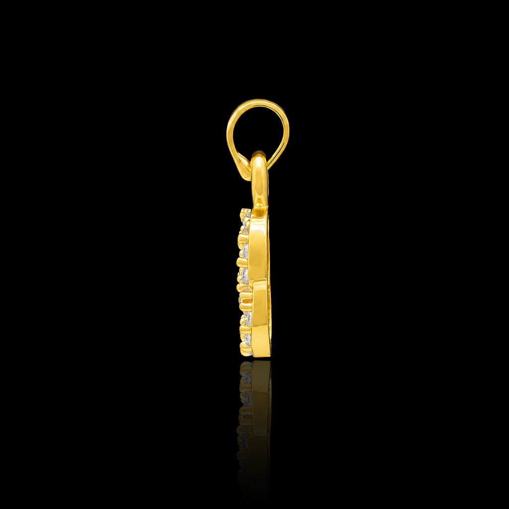 CZ Twin Circle Pave Pendant with Chain Gold Layered