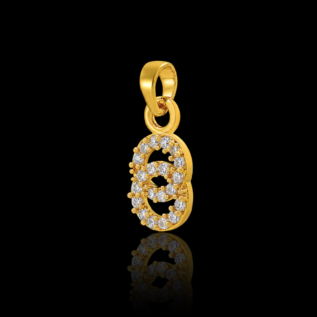 CZ Twin Circle Pave Pendant with Chain Gold Layered