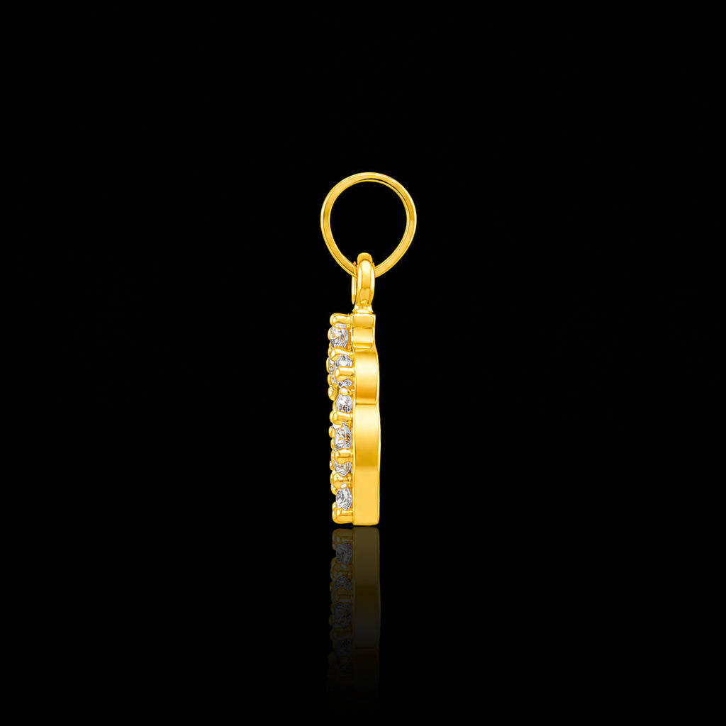 CZ Leaf Wreath Circle Pendant with Chain Gold Layered
