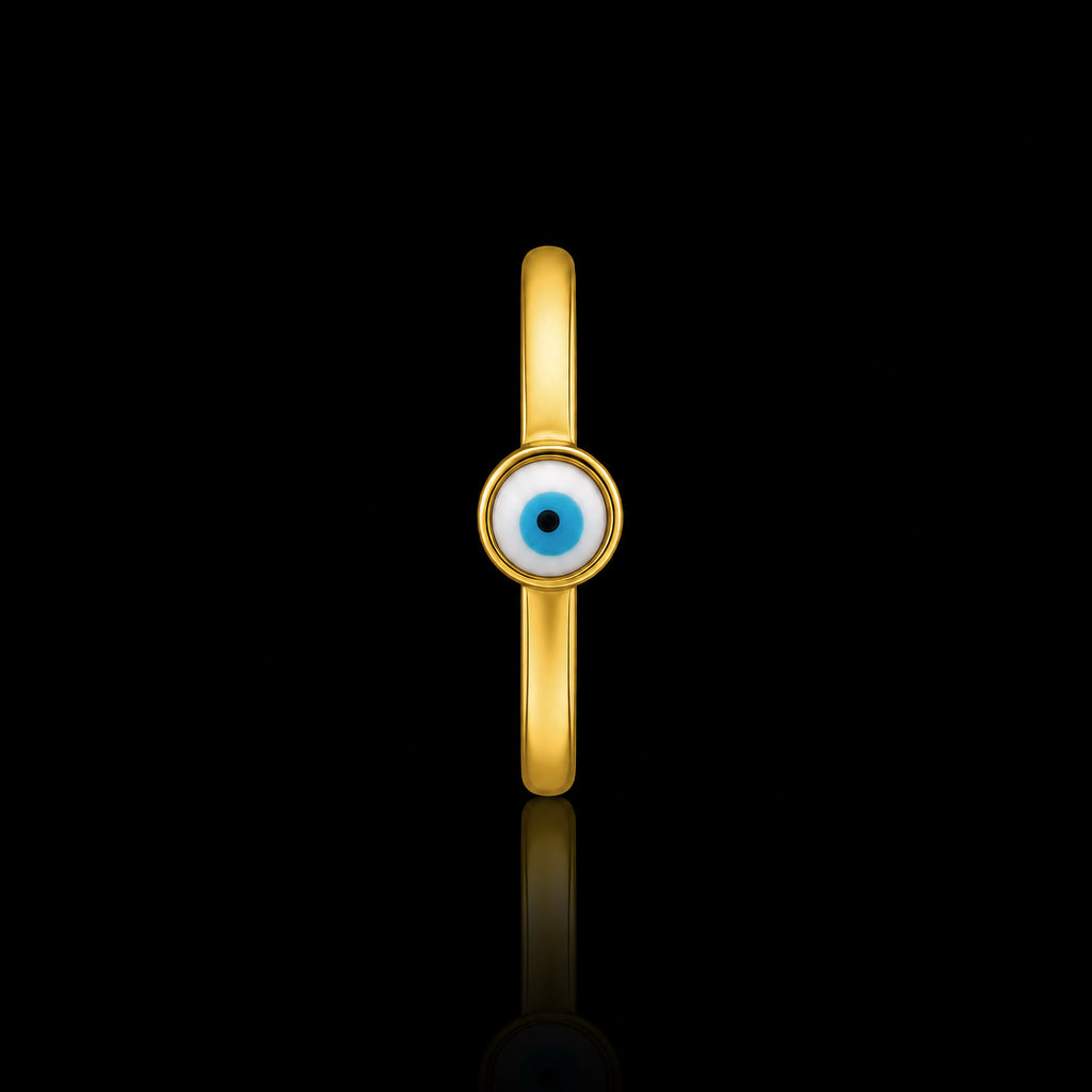 Evil Eye Bezel Solitaire Fine Ring Gold Layered