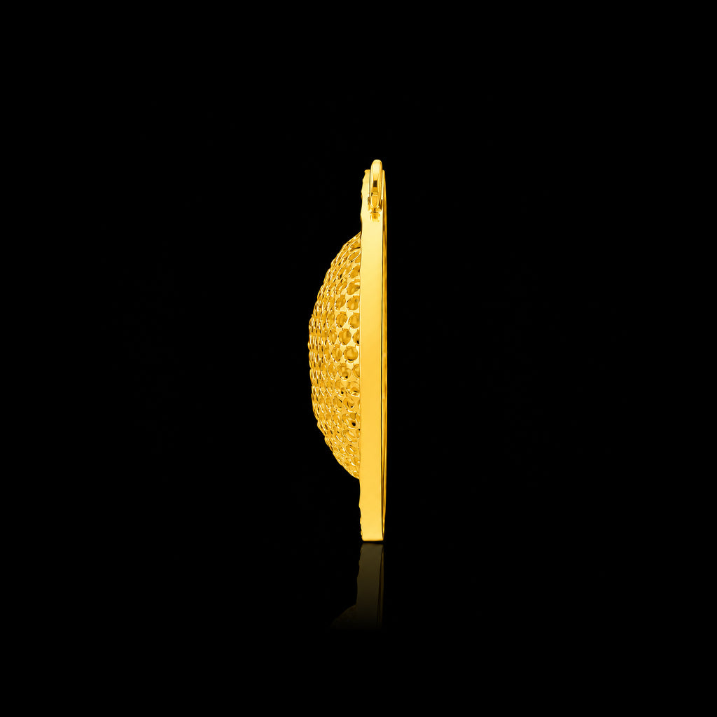 Premium Lattice Dome Sun Disc Pendant Gold Layered