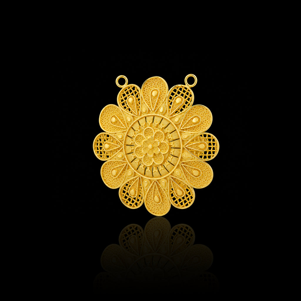 Filigree Bloom Lattice Petal Pendant Gold Layered