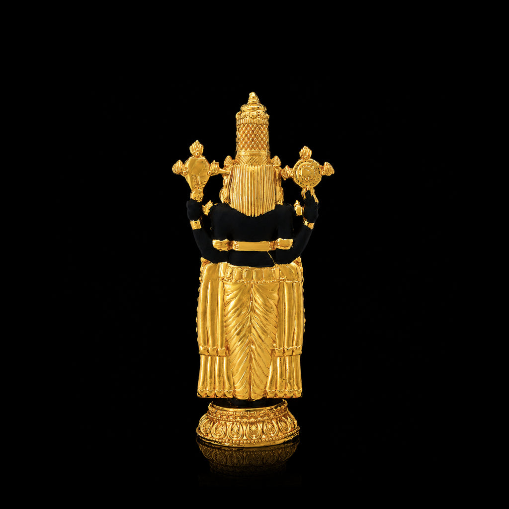 Ornate Standing Venkateshwara Brass Idol Gold Layered