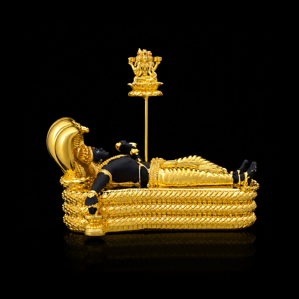 Ananthasayana Reclining Vishnu Resin Idol Gold Layered