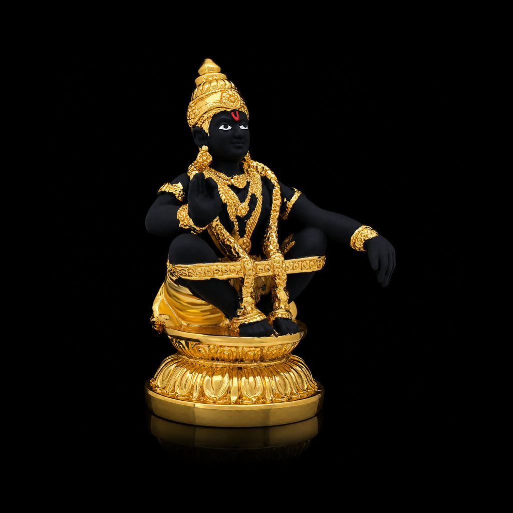 Black Gold Blessing Ayyappa Seated Resin Idol