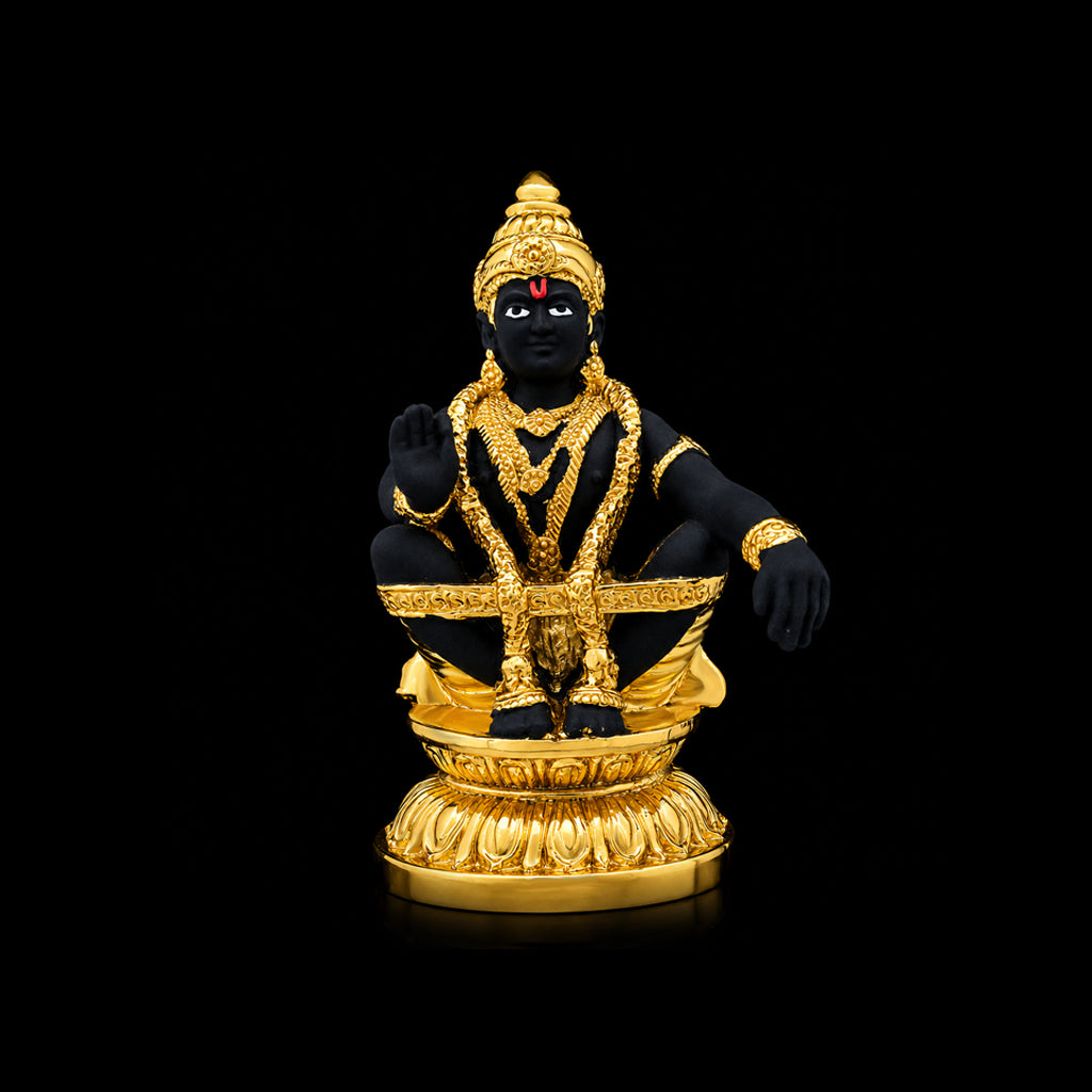 Black Gold Blessing Ayyappa Seated Resin Idol